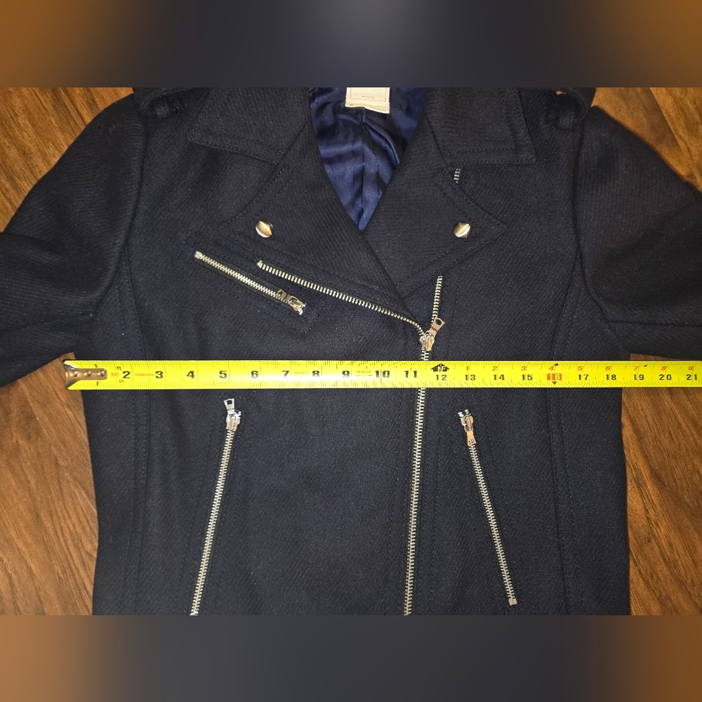 GAP Wool Blend Dark Blue Moto Jacket With Zippers Medium - Picture 9 of 10